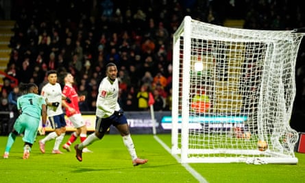 Callum Hudson-Odoi celebrates after his brilliant second goal took the game to extra time.