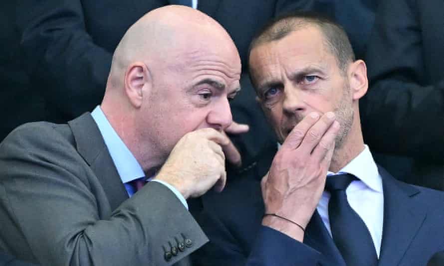Uefa president Aleksander Ceferin (right) and Fifa president Gianni Infantino at the Champions League final.