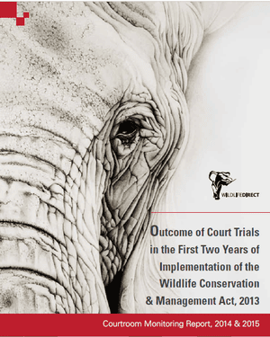 Cover of the courtroom monitoring report published by WildlifeDirect in May 2016.