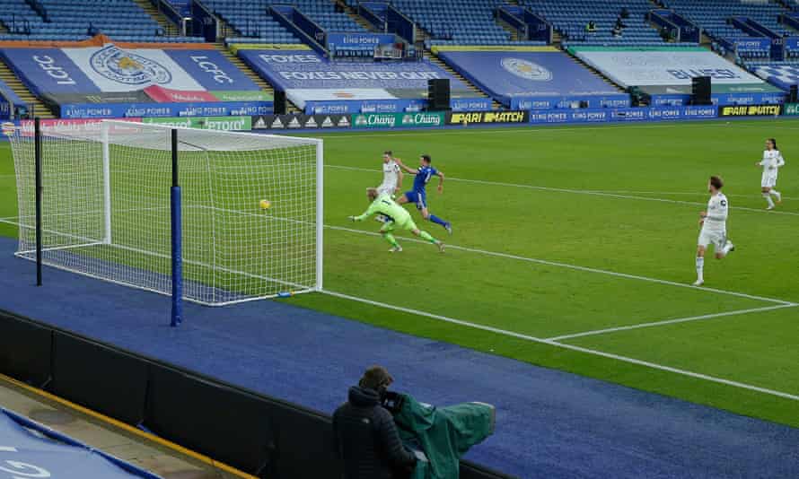 Jack Harrison scores the third goal for Leeds.