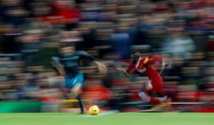 A terrific action shot from Liverpool v Southampton at Anfield