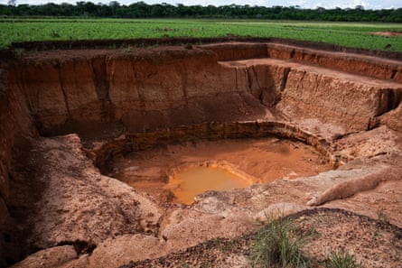 A mining site that has been dug out of the ground