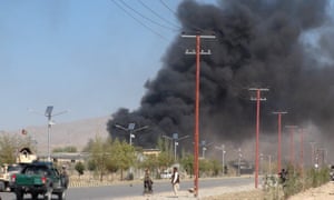 Smoke rises from the police centre in Gardez, capital of Paktia province.