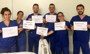 Medical staff at Broomfield Hospital in Chelmsford, Essex.