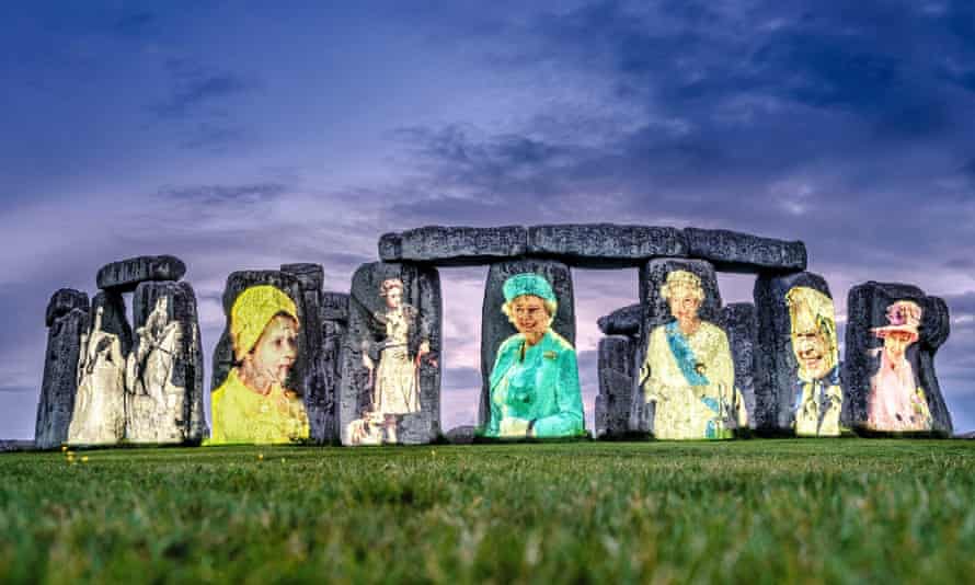 Images of the Queen are projected on to Stonehenge