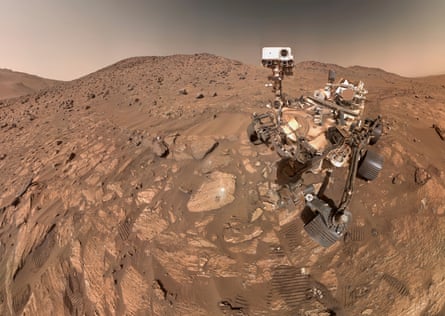 This image provided by Nasa shows its Perseverance Mars rover taking a selfie, made up of 62 individual images, July 23 2024