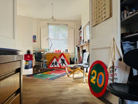 This way! … Calvert’s home studio.