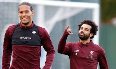 Liverpool’s Virgil van Dijk, left, and Mohamed Salah, pictured here last month, completed full training sessions on Wednesday.