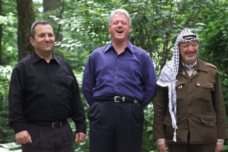 Ehud Barak, Bill Clinton and Yasser Arafat at Camp David