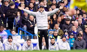 Not happy: Chelsea manager Thomas Tuchel on the touchline .