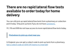 Message on government website this morning