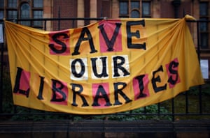 A banner protesting the closure of Carnegie Library, Lambeth, in 2016.
