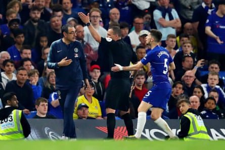 Maurizio Sarri is sent off in the 2-2 draw with Burnley.