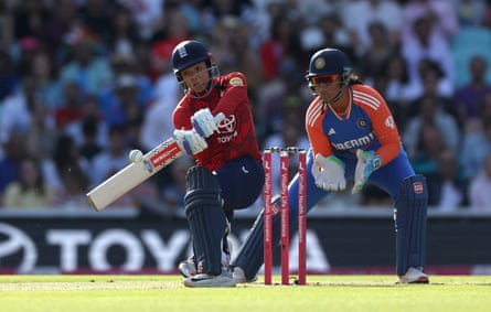 England’s Sophia Dunkley hits out during her 75 off 53 balls.