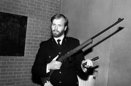 Exhibits officer with the murder weapon.