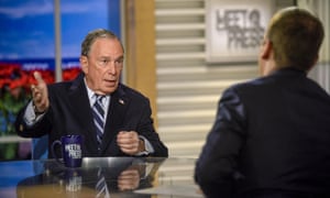 Michael Bloomberg and moderator Chuck Todd appear in a pre-taped interview on Meet the Press in Washington on 20 December.