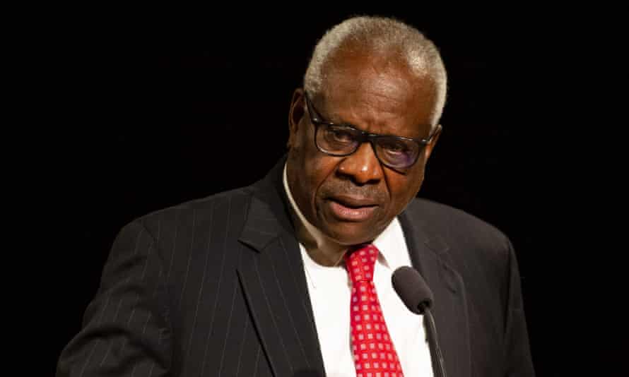 Supreme Court Justice Clarence Thomas speaks at the University of Notre Dame in South Bend, Indiana.