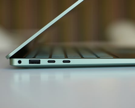 The USB and headphones ports of the Microsoft Surface Laptop 8