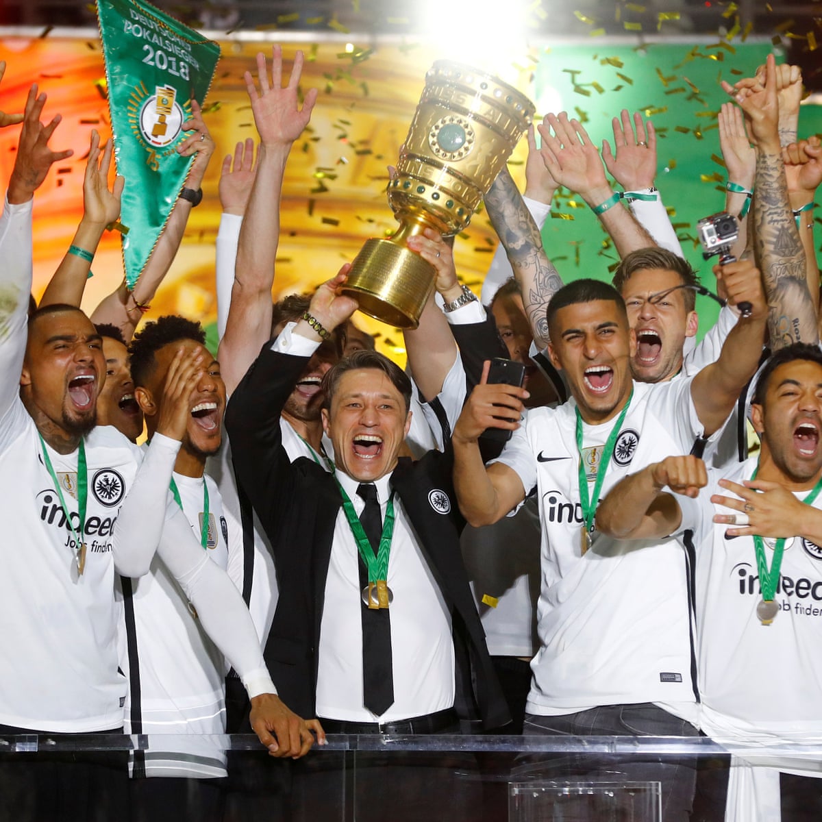 Frankfurt Main, Germany. 08th May, 2014. A remake of the FIFA world cup  trophy is on display during a press conference at the headquarters of the  German Football Association (DFB) in Frankfurt