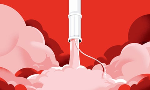 illustration: a tampon as a giant missile or rocket