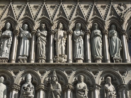 St Olav shown holding an axe, Nidaros Cathedral, Trondheim.