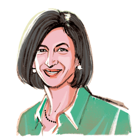 Illustration of Yasmeen Hassan, global director of Equality Now and author of The Haven Becomes Hell