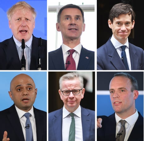 Boris Johnson, Jeremy Hunt, Rory Stewart, Dominic Raab, Michael Gove and Sajid Javid, the six remaining Conservative leadership contenders.