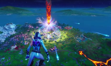 Fortnite’s End … a player watches on helpless as an asteroid makes impact.