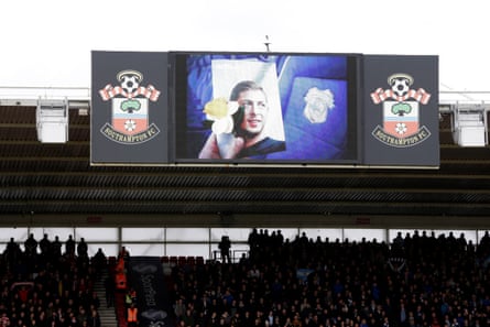 A tribute to Emiliano Sala is seen on the big screen at St Mary’s.