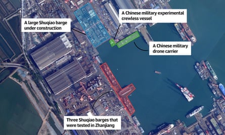 Annotated satellite image of the Guandong shipyard in early February 2025
