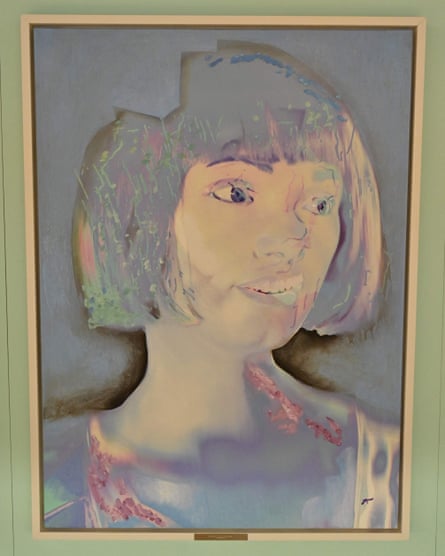 One of Ai-Da’s self-portraits in a mix of pastel colours