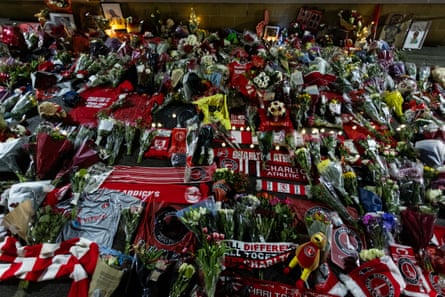 A memorial tribute to Norman Barker outside the Valley.