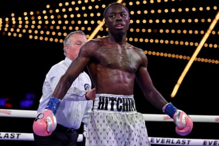 Richardson Hitchins reacts during Saturday’s fight against George Kambosos Jr.