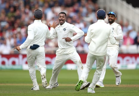 Another wicket for Pandya as Woakes falls.