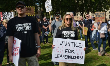 Protesters at a Leaseholders Together Rally in London, September 2021.
