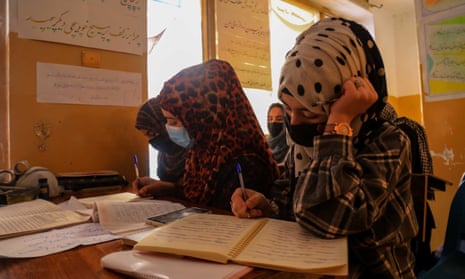 Afghan girls at a private institute in Kabul, Afghanistan, on 9 November 2022.
