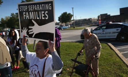US immigration reform activists, including family members of detained undocumented immigrants, protesting in Pennsylvania this week.