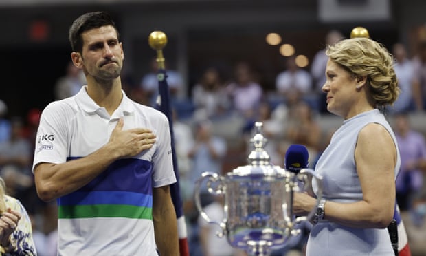 An emotional Novak Djokovic thanks the crowd after his US Open final defeat to Daniil Medvedev.