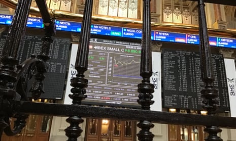 Boards at the Madrid stock exchange