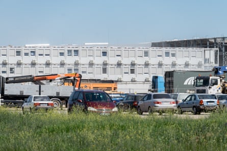 Container-style accommodation for the migrant Chinese workers building the BYD factory in Szeged, Hungary.
