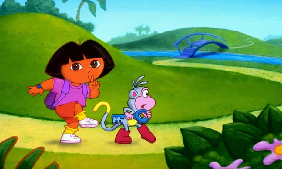 Nickelodeon’s cartoon series Dora the Explorer, whose bilingual heroine helps young children learn Spanish words. 