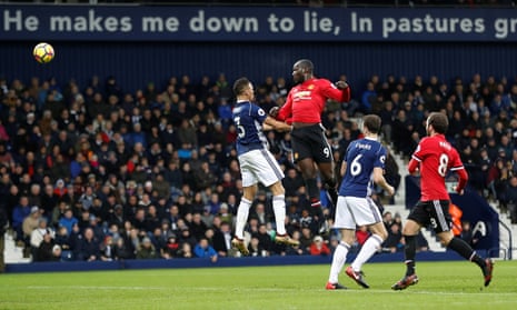 Romelu Lukaku rises to head Manchester United’s opening goal at West Bromwich Albion.