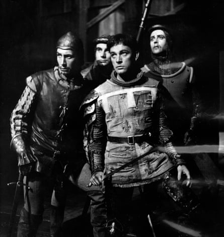 Richard Burton, second from right, in Henry V at Stratford upon Avon in 1951.