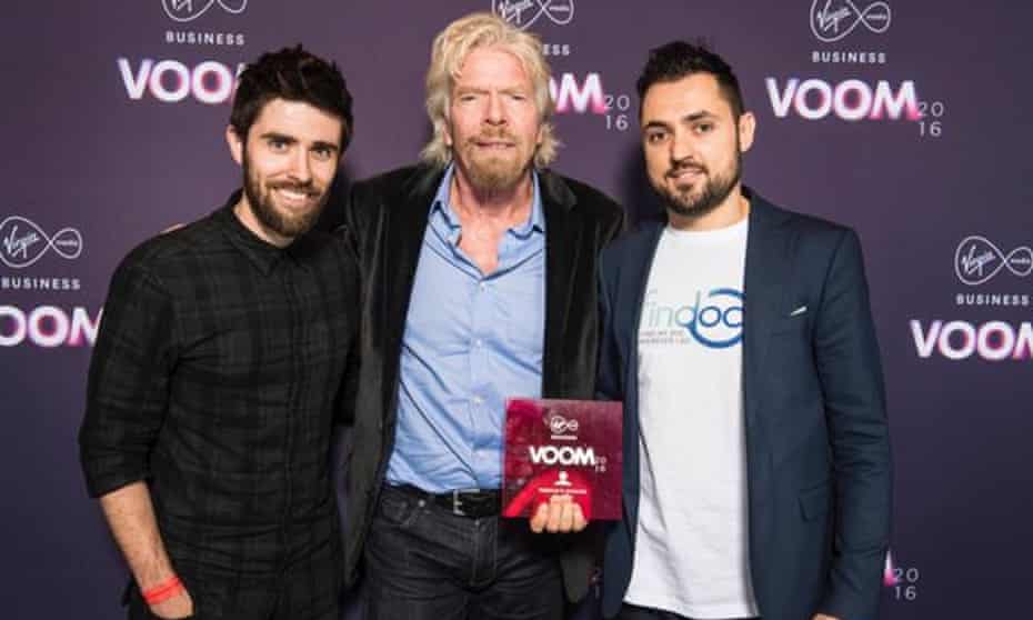 Xavier (right) with Richard Branson at the Virgin Media Business #VOOM 2016 Live Finale 