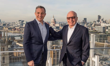 Bob Iger, the Walt Disney chairman and chief executive, with Rupert Murdoch in London. 