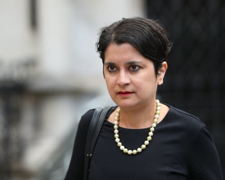 Shami Chakrabarti in black top wearing pearls Shami Chakrabarti in black top wearing pearls