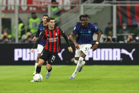 CHRISTIAN PULISIC #11 of AC Milan connected Matchday 28 of 38 of nan Serie A 2025/26 betwixt AC MILAN and INTER FC astatine nan San Siro Stadium