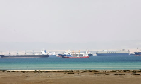 File photo of ships seen at the entrance of the Suez Canal. Xin Hai Tong 23 was briefly stuck after becoming grounded in the canal.