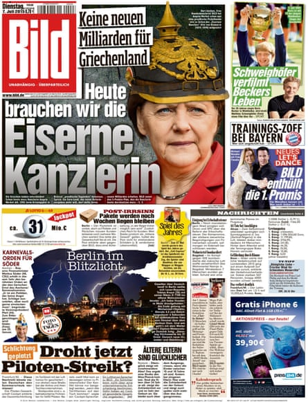 A Bild Zeitung front page from 2015.