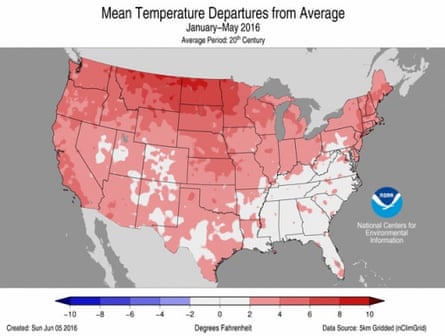 Year-to-date temperature anomalies across the contiguous US